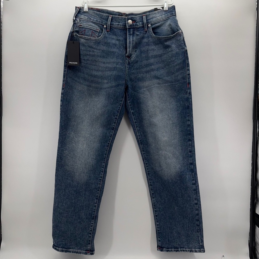 True Religion Bobby Relaxed Baggy Mens 34 Blue Light Celestine Wash Jeans